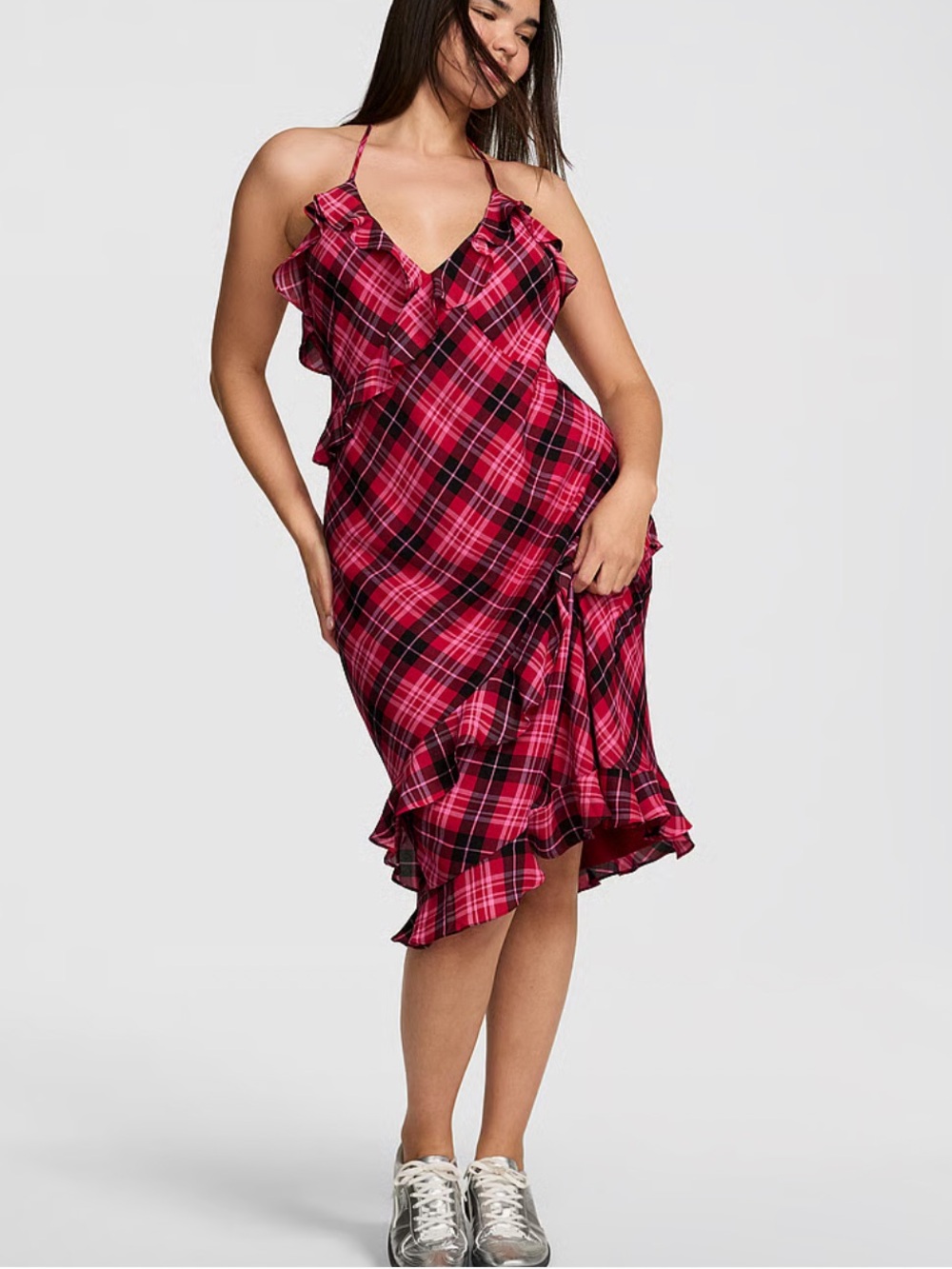 PINK Victoria's Secret Hot Pink Satin Slip Dress #251